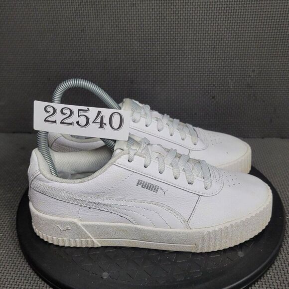 Puma Carina Shoes Womens Sz 6.5 White Low Top Sneakers - Picture 1 of 10